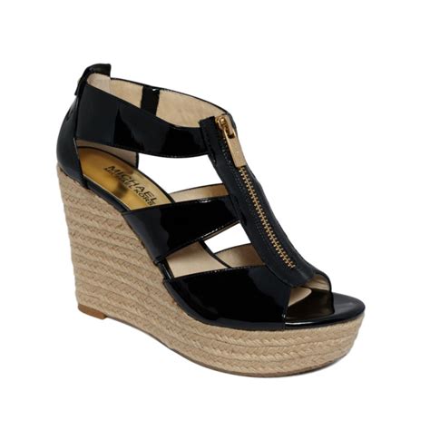 michael kors damita espadrille wedge sandal black|michael michael kors damita wedge black canvas.